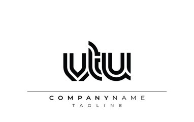 VTU Creative Unique Modern Letter Logo Design. Stylized logo featuring a unique letter design, presenting abstract minimalist aesthetics and modern appeal.