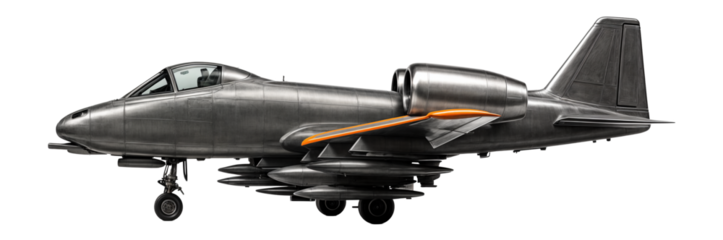 Heavy attack aircraft with a broad wingspan and multiple underwing pylons