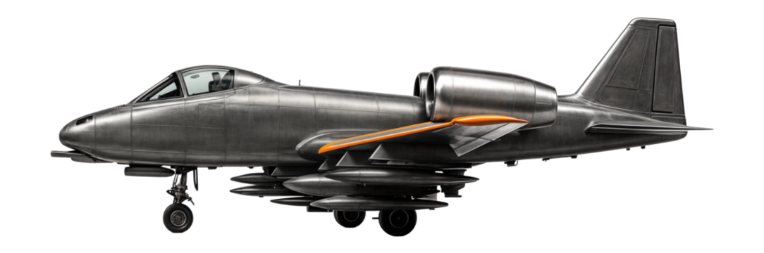 Heavy attack aircraft with a broad wingspan and multiple underwing pylons