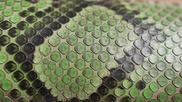 Detailed macro of green and gray snake skin pattern scales texture