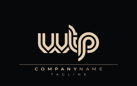 WTP Creative Unique Modern Letter Logo Design. Stylized logo featuring a unique letter design, presenting abstract minimalist aesthetics and modern appeal.
