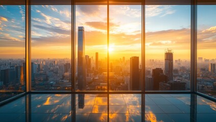 Plakat Sunset Cityscape Office View.