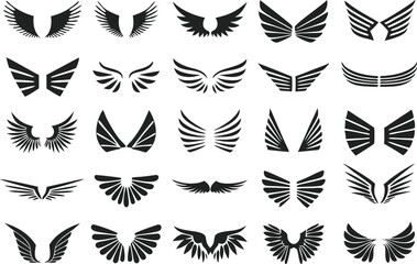 Extensive Vector Icons Set of Eagle Wings, Nature Flight Designs, Wildlife Illustration, Dynamic Bird Graphics
