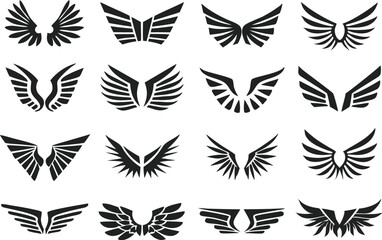 Varied Vector Icons Set of Eagle Wings, Nature Flight Designs, Wildlife Illustration, Dynamic Bird Graphics