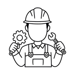 Technician Icon – Simple Silhouette Design Isolated    A minimalist vector icon of a technician in a simple silhouette design, isolated on a clean background. Perfect for use in tech support, repair s
