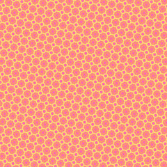 Vibrant geometric pattern evokes retro style with pink, peach and tan tones creating a soft, eye catching effect.