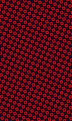 Repeated red floral pattern creates a captivating design with a dark background for graphic templates and abstract projects.