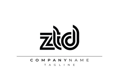 ZTD Creative Unique Modern Letter Logo Design. Stylized logo featuring a unique letter design, presenting abstract minimalist aesthetics and modern appeal.