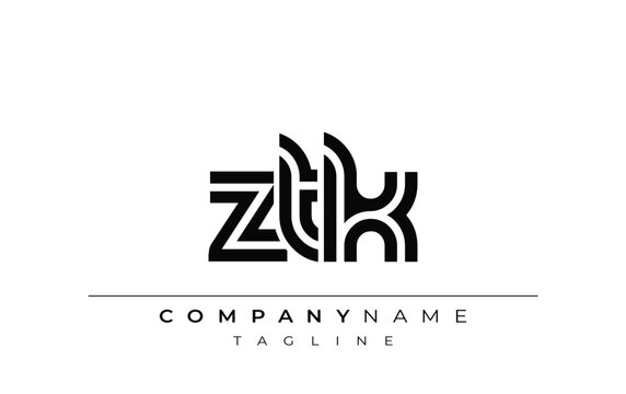 ZTK Creative Unique Modern Letter Logo Design. Stylized logo featuring a unique letter design, presenting abstract minimalist aesthetics and modern appeal.