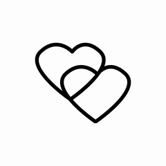 Two hearts love icon vector sign
