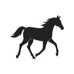 Horse Trotting In Profile Side Silhouette