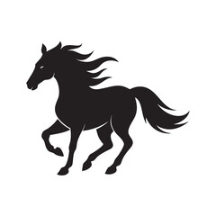 Speeding Horse With Wind Swept Mane Silhouette