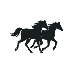 Running Horses Together In Silhouette Design
