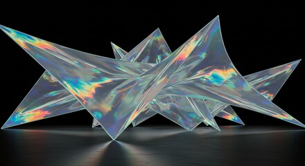 Iridescent Geometric Sculpture: Abstract Prism with Dynamic Light and Shadow