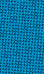 Geometric circles create a captivating, blue toned textile pattern with a visually engaging and mesmerizing, retro style.