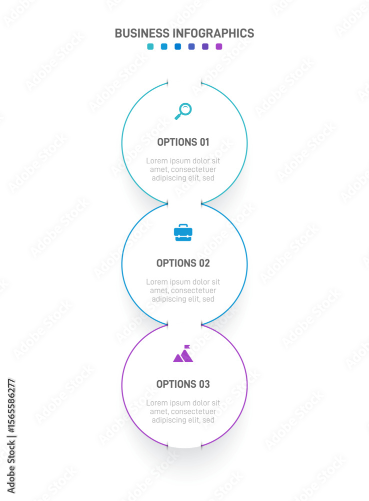 Poster vertical progress bar featuring 3 arrow-shaped elements, symbolizing the three stages of business st