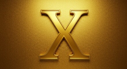 Fototapeta premium Golden capital letter X on a textured gold background