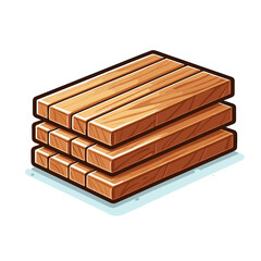 Stack of wooden planks in natural brown cartoon style. Ideal for construction materials, carpentry supplies or woodworking project illustrations.