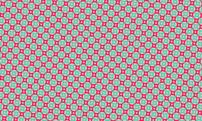 Geometric design showing red squares and light blue circles in a repeating pattern, perfect for backgrounds and textiles.