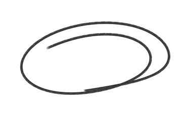 A black curved line is isolated on transparent background