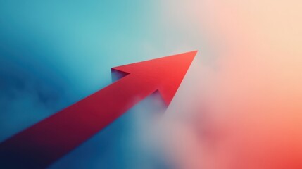 A red arrow layered over a soft gradient background, creating a contemporary look in a cozy setting