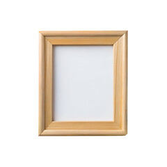 A simple brown wooden picture frame is isolated on transparent background