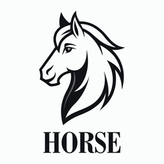 Elegant Horse Head Silhouette Logo Design for Equestrian Business or Brand Identity