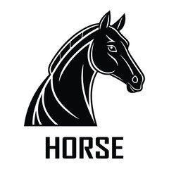 Elegant Black Horse Head Silhouette Vector Illustration for Logo or Design Element