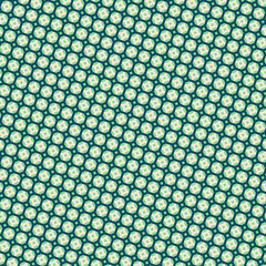 Geometrical pattern featuring octagons and squares offers a seamless repeat in shades of teal and cream ideal for backgrounds