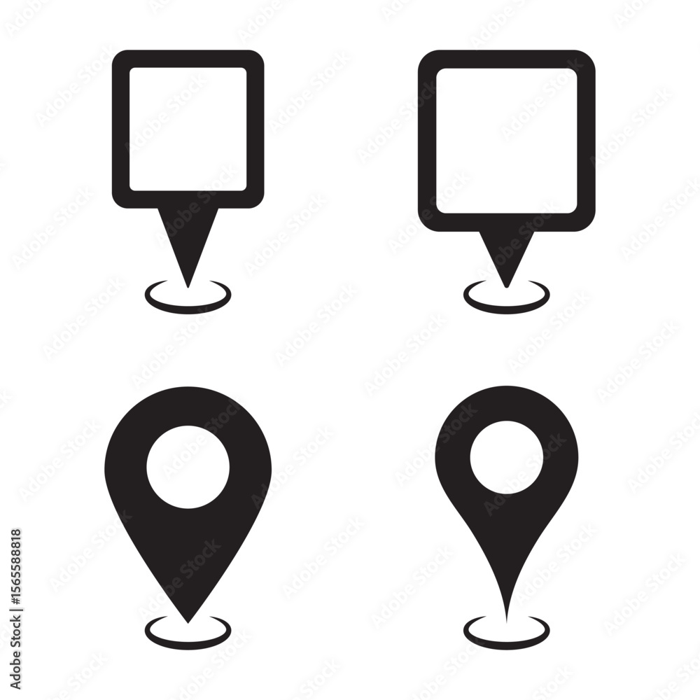Poster location pin icon in editable stroke, outline, and filled styles. for navigation, maps and geolocati