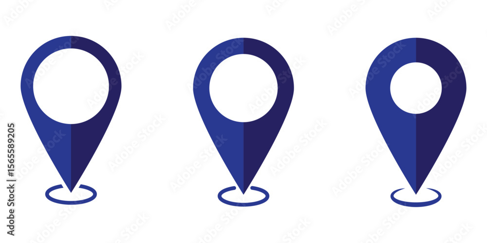 Poster location pin icon set. map navigation line style symbol. gps location sign