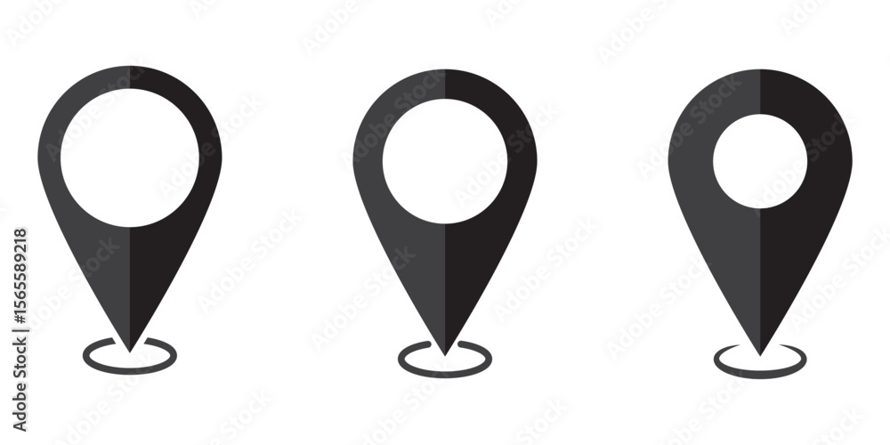 Poster location pin icon set. map navigation line style symbol. gps location sign