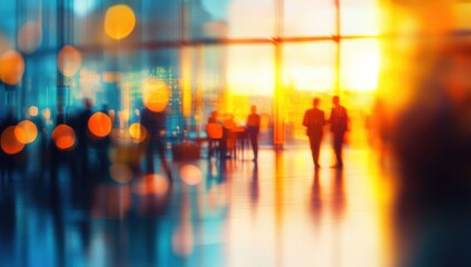 Silhouetted Figures in a Vibrant Cityscape at Sunset