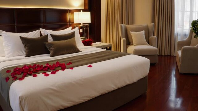 Modern Luxury Suite Featuring Rose-Filled Vase