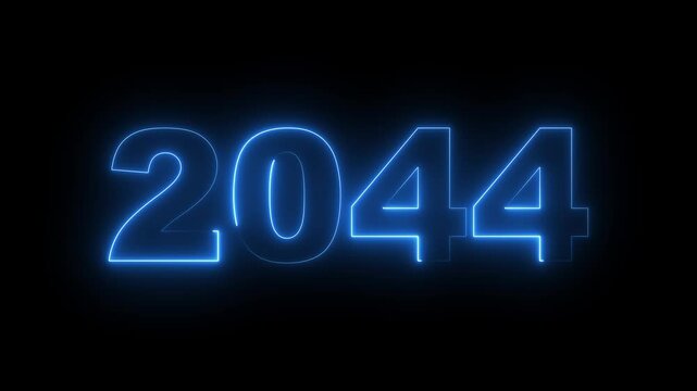 2044 neon line text. Abstract 2044 neon text animation, Glowing neon number text background. video animation . important year, important date 2044. Educational mathematics 2044 animation.