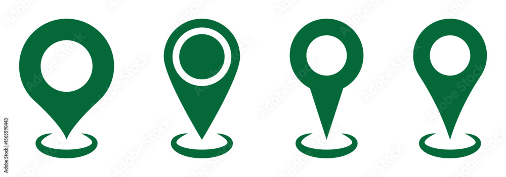 Poster location icon set map pointer pin sign symbol red black outline destination icon place address navig