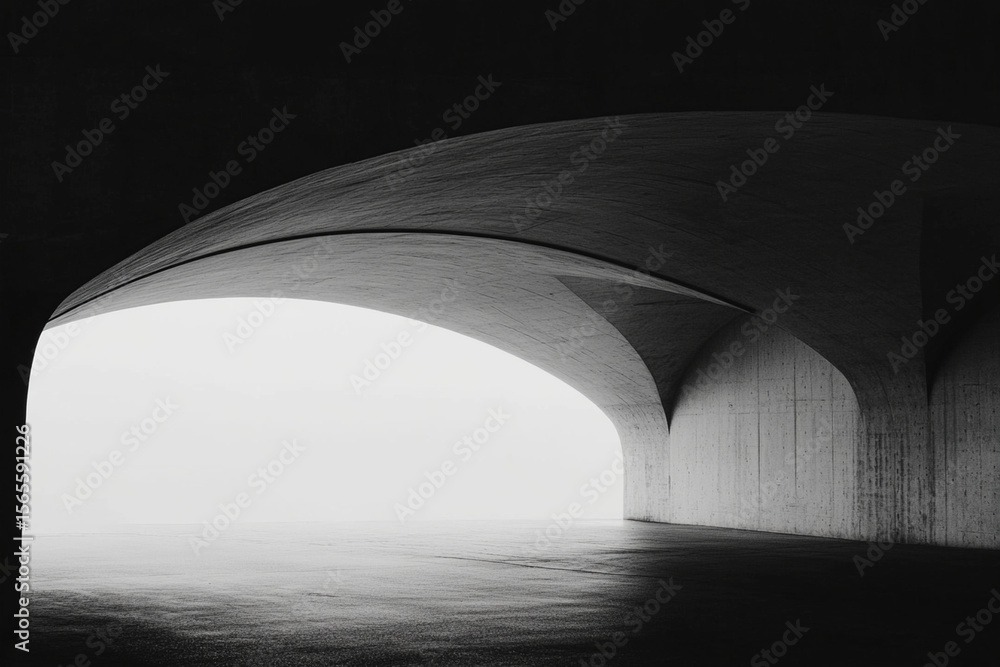 Poster parallel highway overpasses create geometric patterns at dawn