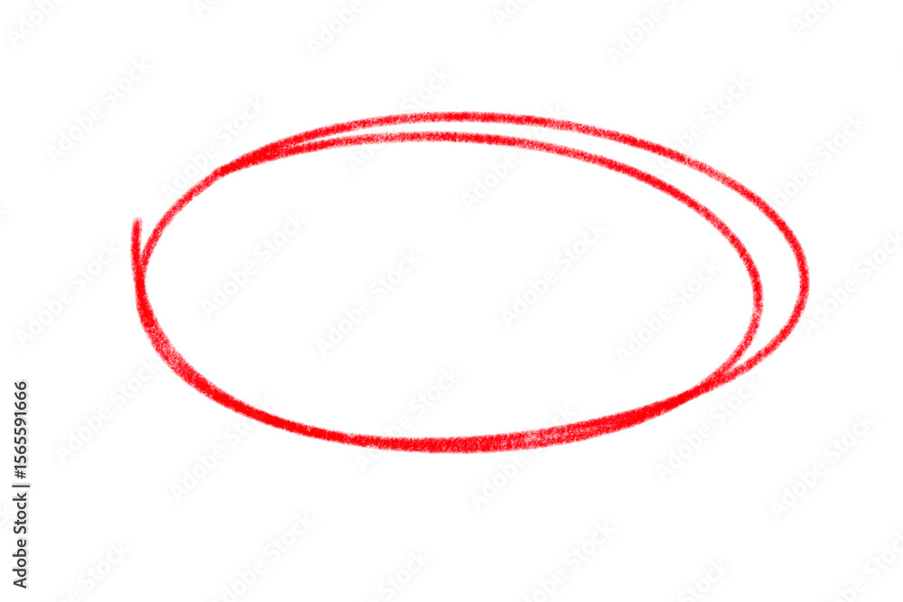 Poster a red handdrawn oval shape is isolated on transparent background