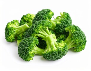 Fresh broccoli pieces arranged neatly, showcasing their bright green color and firm texture