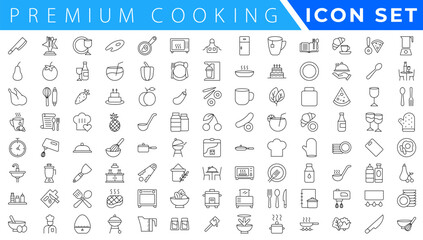 Premium Cooking and Recipe Icons – Line, Outline, Minimal, Vector – Kitchen, Chef, Food, Baking, Restaurant UI Icons