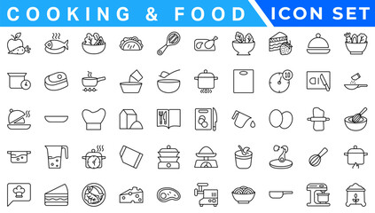 Kitchen icon set. Line style. Cooking icon.