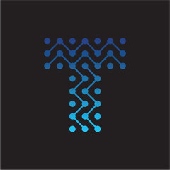 Abstract Blue Technological Network Design With Dot Connections and Lines

