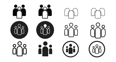 Minimal Black Vector Silhouette Icon Set for Group and Team Symbols