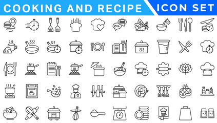 Premium Cooking and Recipe Icons – Line, Outline, Minimal, Vector – Kitchen, Chef, Food, Baking, Restaurant UI Icons