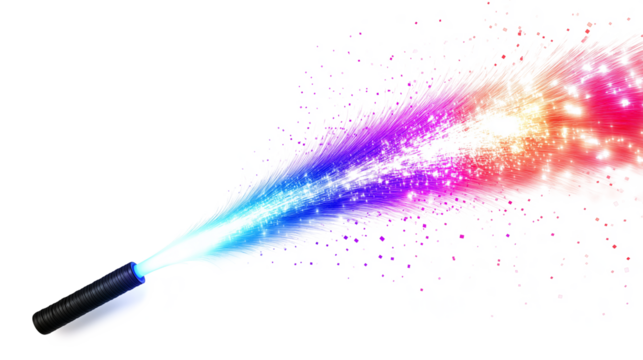Black Fiber Optic Wand Rainbow Light isolated on a transparent background