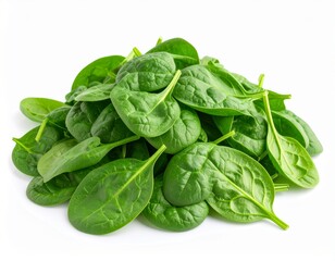 Fototapeta premium Crisp spinach leaves neatly stacked, showing their bright green color and natural veins