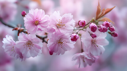 Soft Pink Cherry Blossoms in Bloom