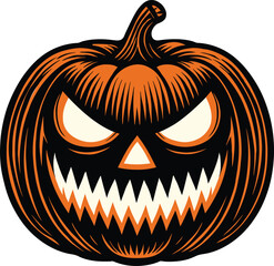  Halloween Pumpkin Menacing Illustration Spooky Jack-o'-lantern Vector Graphic