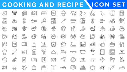 Premium Cooking and Recipe Icons – Line, Outline, Minimal, Vector – Kitchen, Chef, Food, Baking, Restaurant UI Icons
