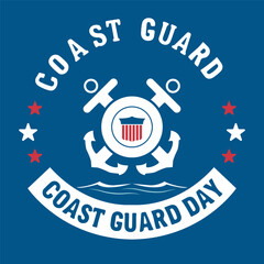 Coast Guard Day logo, vector art illustration.